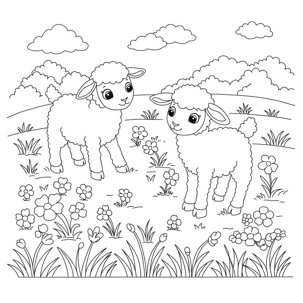 Bárány színező – Letölthető bárányos kifestő gyerekeknek