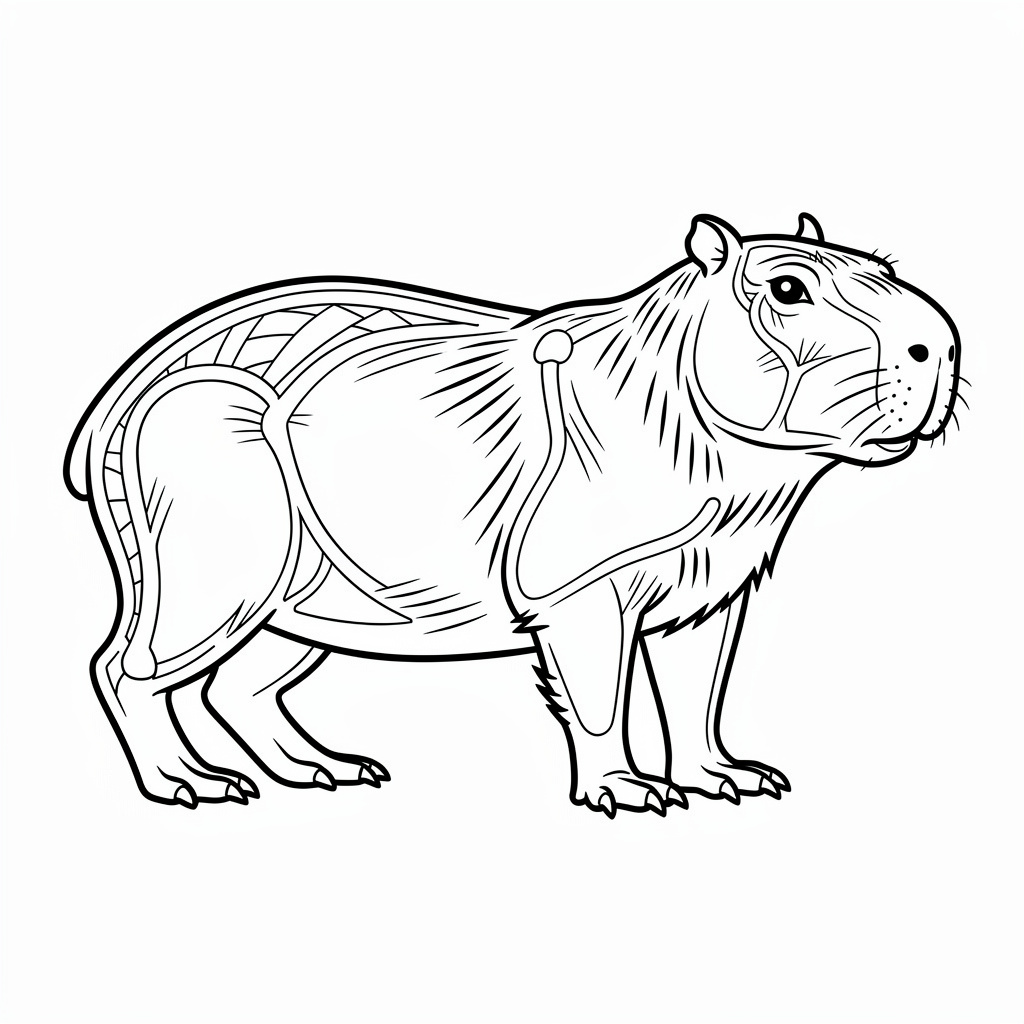 Élethű capybara színező