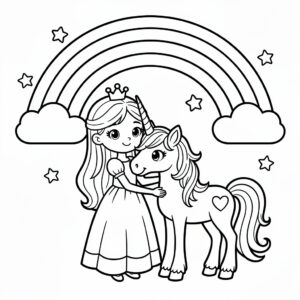 Hercegnő és unikornis színező