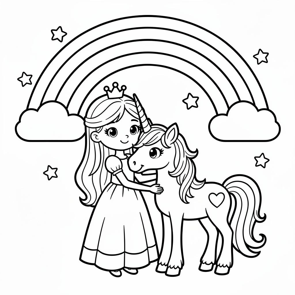 Hercegnő és unikornis színező