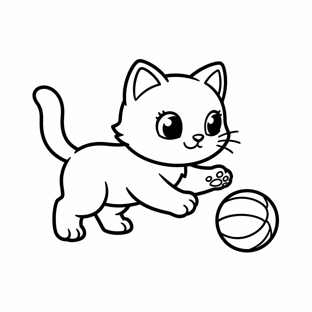 Játékos kiscica rajz nyomtatható