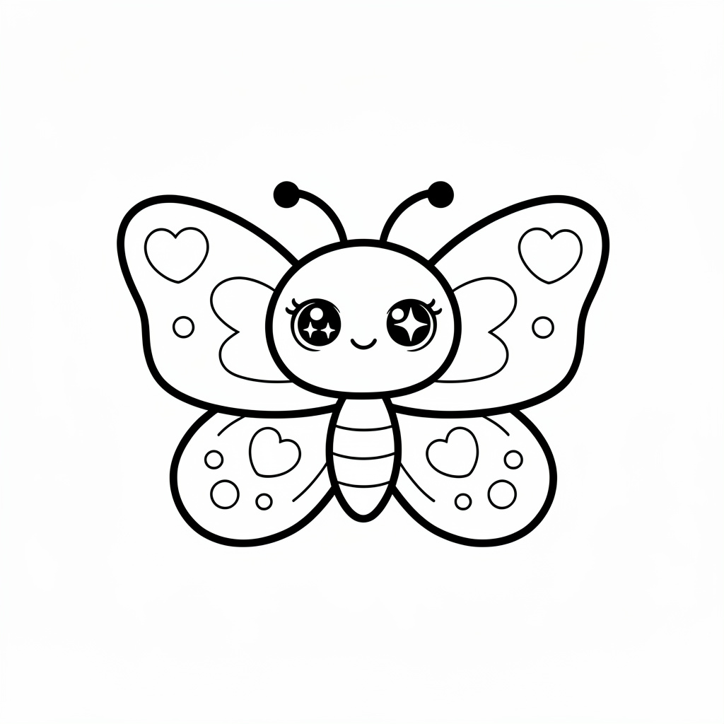 Cuki kawaii pillangós színező nyomtatható