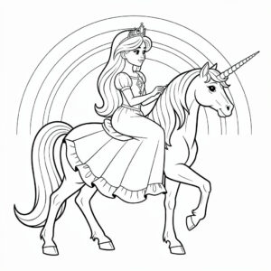 Nyomtatható unikornis és hercegnő kifestő