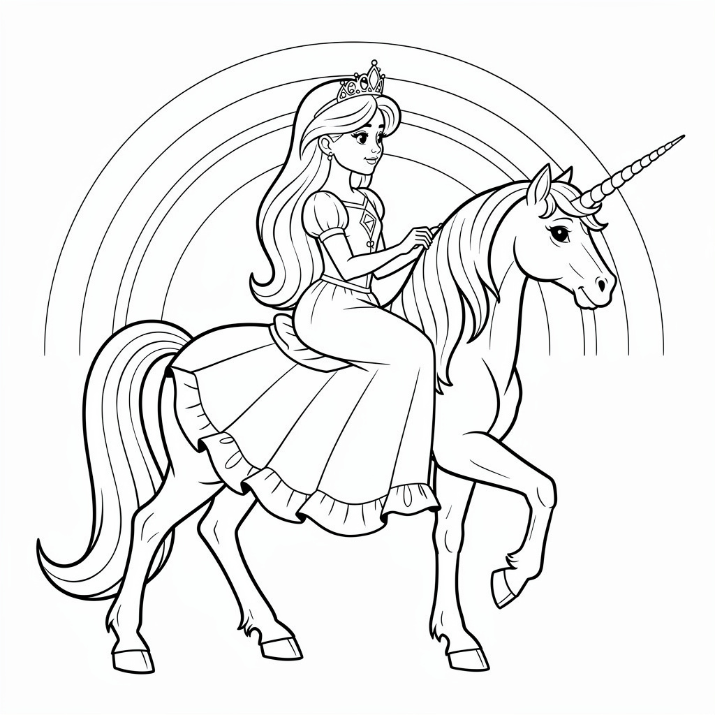 Nyomtatható unikornis és hercegnő kifestő