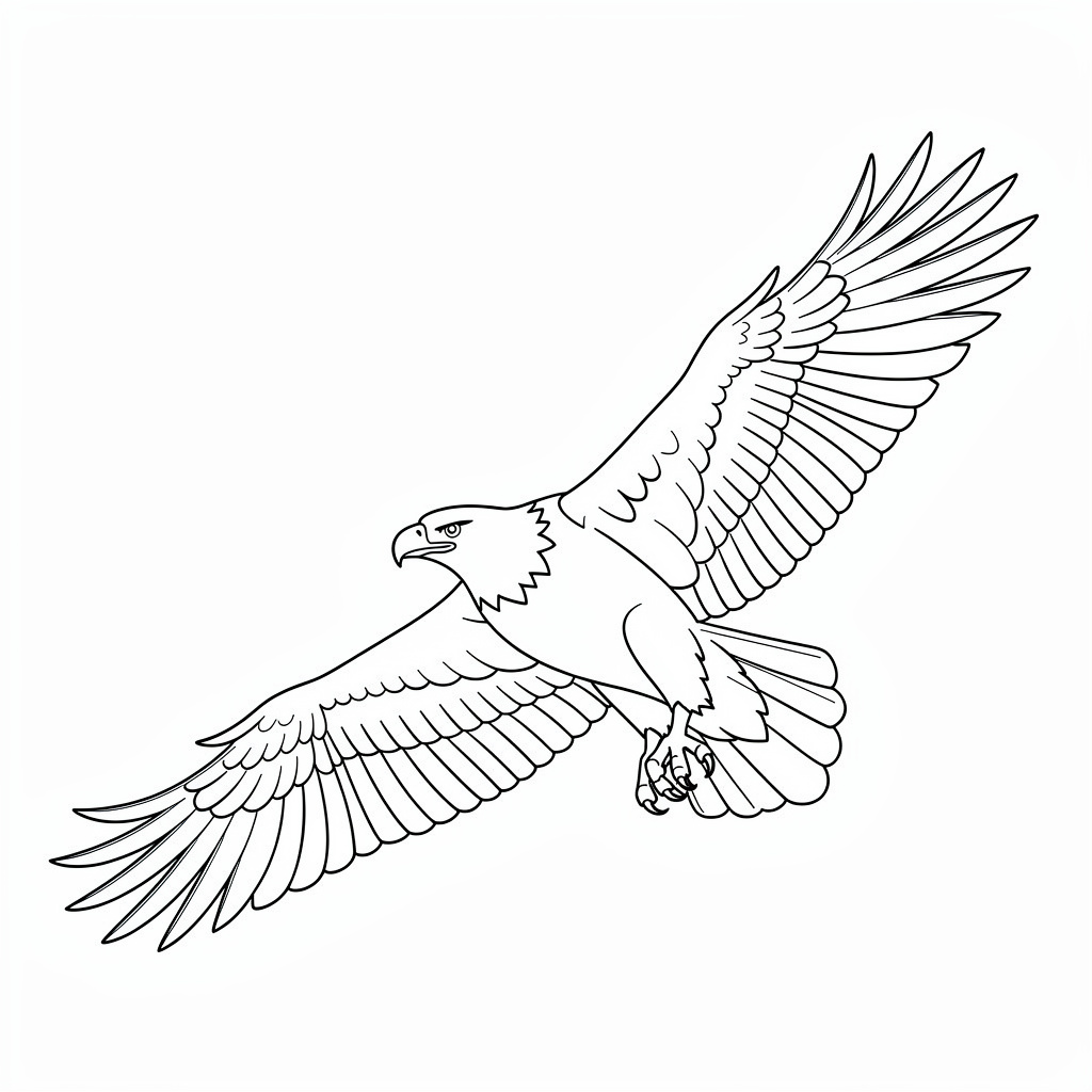 Szálló sas madár vonalrajz