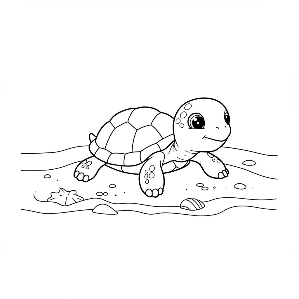 Teknős Színező Gyerekeknek – Ingyenes Tengeri Állatos Kifestők