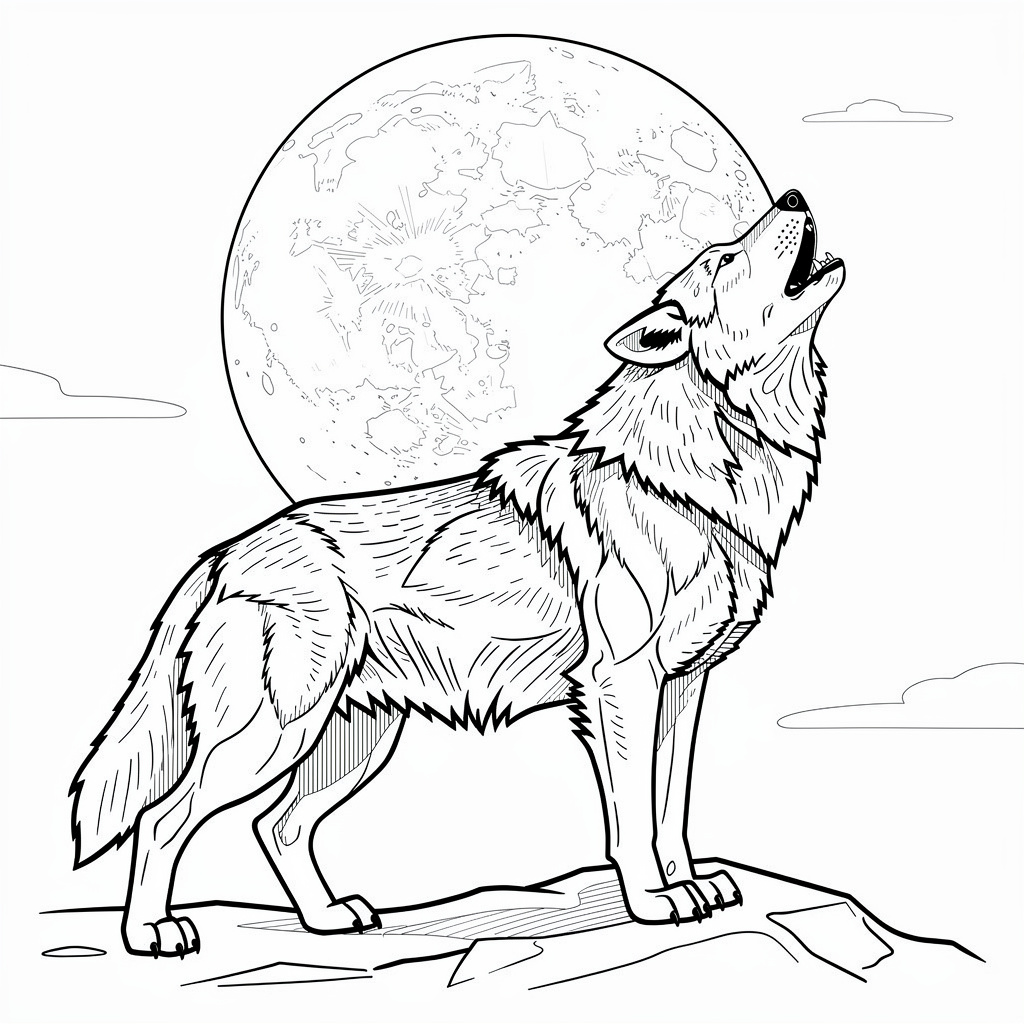 Üvöltő farkas színező felnőtteknek