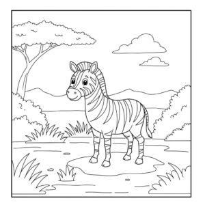 Ingyenes Zebra színező - Letölthető és nyomtatható szafari állatos színező