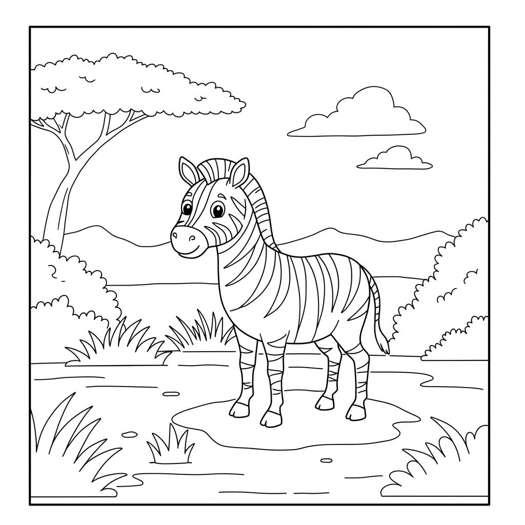 Ingyenes Zebra színező – Letölthető és nyomtatható szafari állatos színező