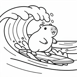 Cuki capybara szörfözik a tengeren