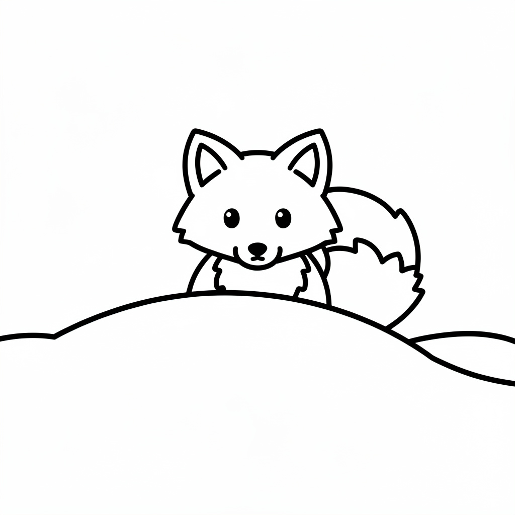 Cuki sarki róka a hóban nyomtatható színező