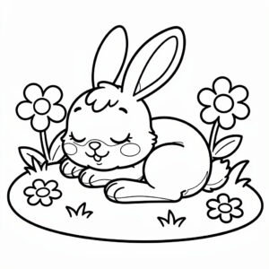 Édes baba nyuszi színező ovisoknak