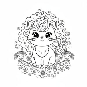 Egyszarvú cicás színező caticorn kislányok kedvence