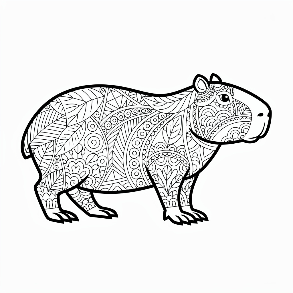 Felnőtteknek való capybara zentangle kifestő