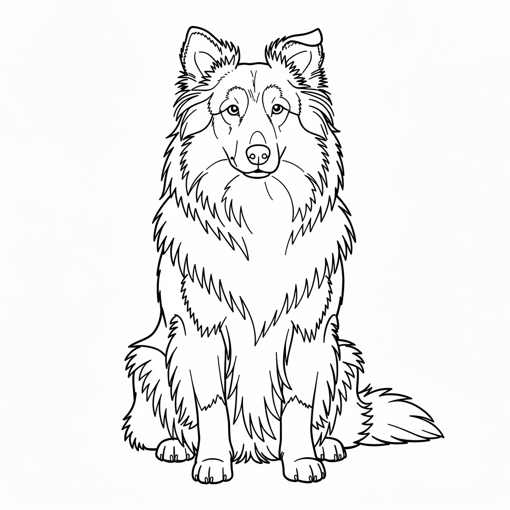 Kutyás színező nyomtatható hosszúszőrű skót juhásszal