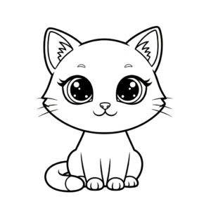 Nagyszemű kiscicás rajz ovisoknak