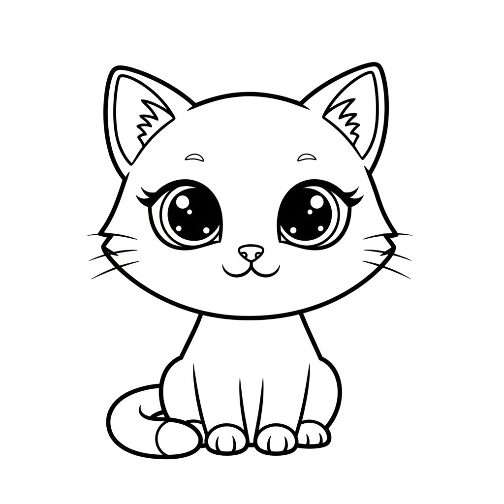 Nagyszemű kiscicás rajz ovisoknak