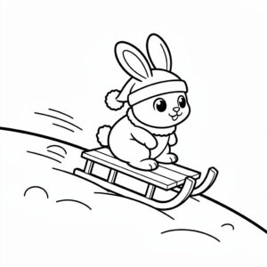 Nyuszi szánkózik a domboldalon