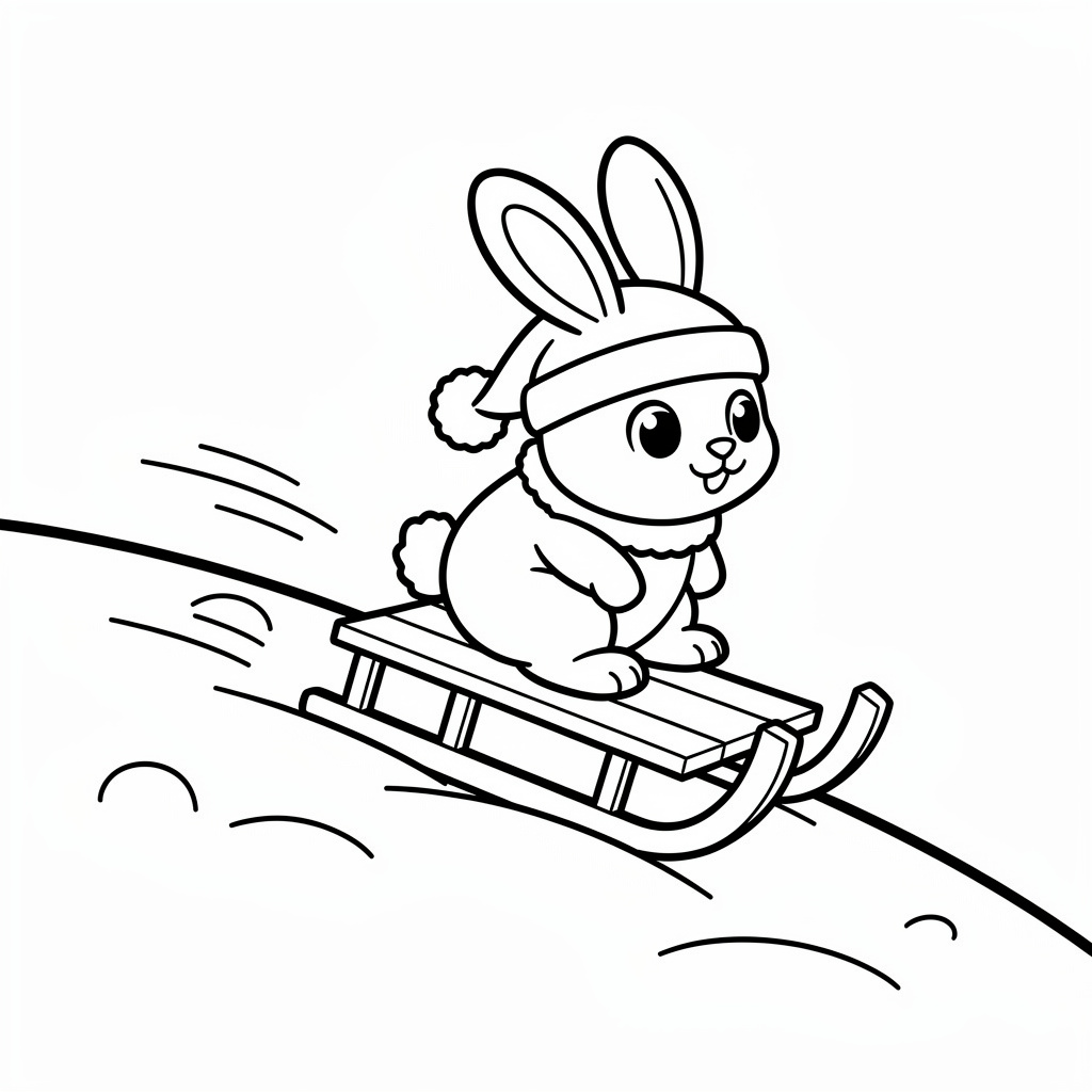 Nyuszi szánkózik a domboldalon