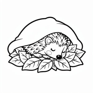 Téli álmot alvó sündisznó színező