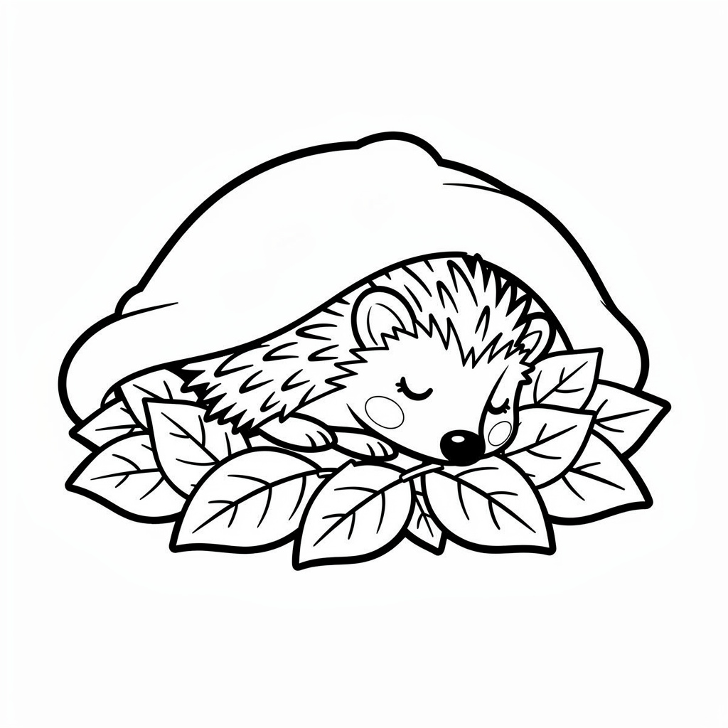 Téli álmot alvó sündisznó színező