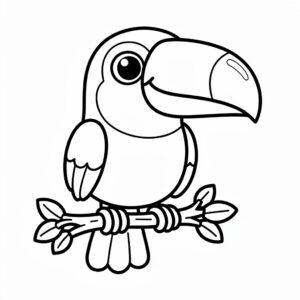 Tukán madár színező ovisoknak egyszerű vonalakkal
