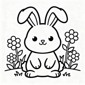 Aranyos nyuszi a virágok között