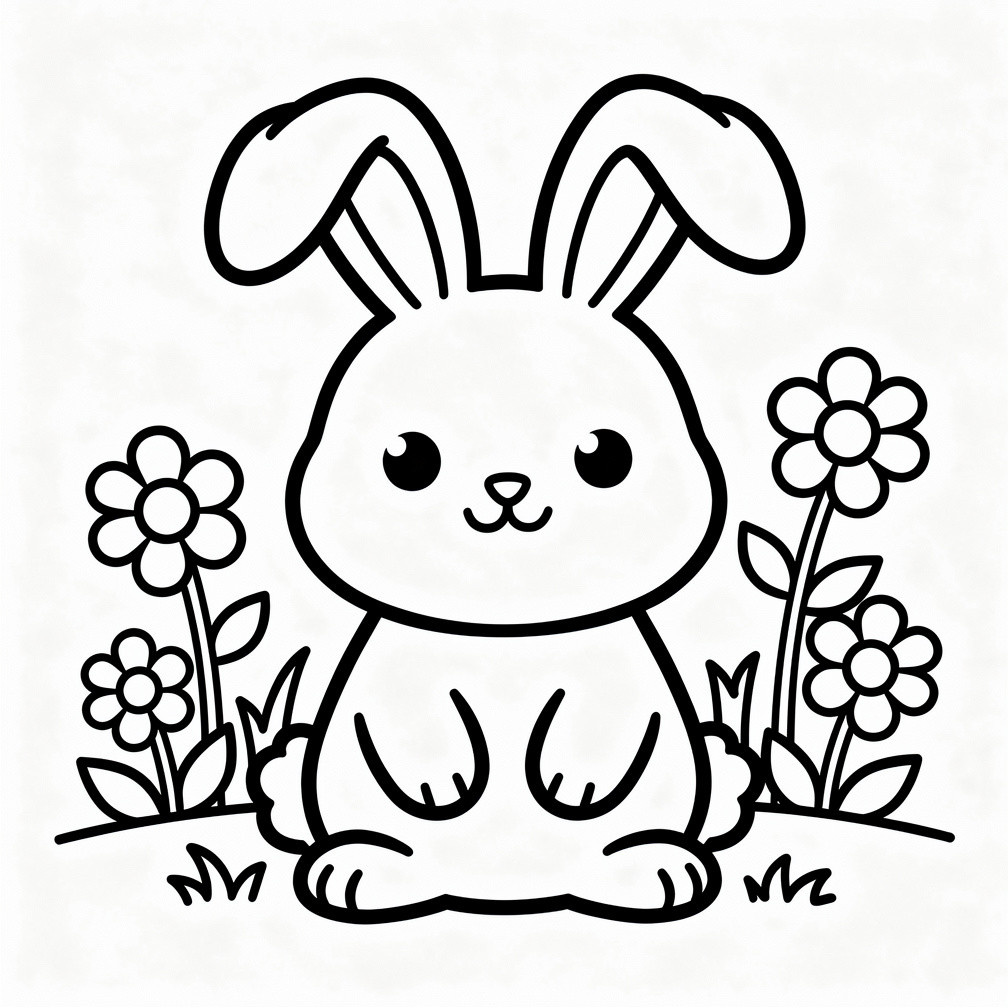 Aranyos nyuszi a virágok között