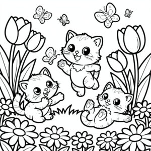 Cuki cicák a tavaszi kertben