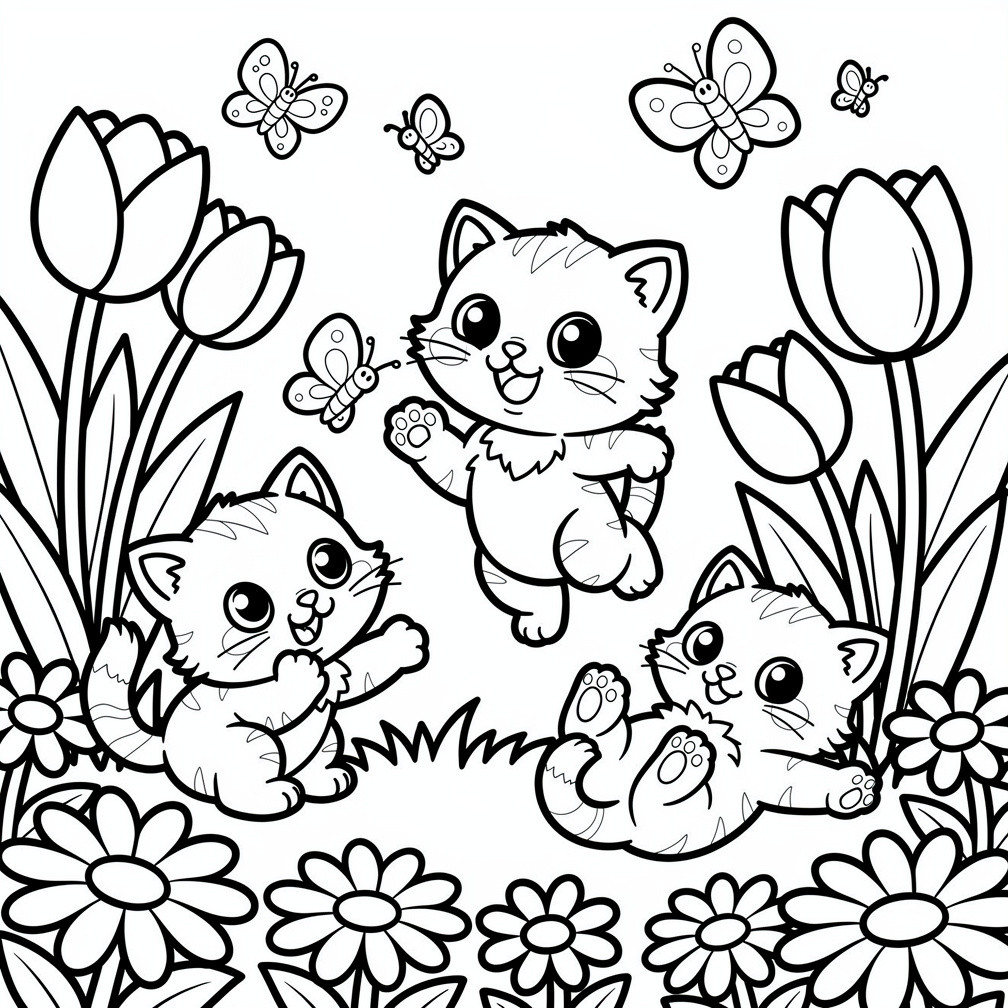 Cuki cicák a tavaszi kertben