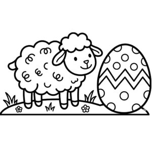Kedves és egyszerű húsvéti bárány kifestő óvodásoknak