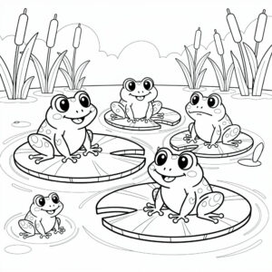 Tavaszi békák a nádas partján rajz gyerkekenek