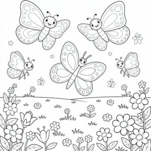 Tavaszi pillangók a virágos mezőn