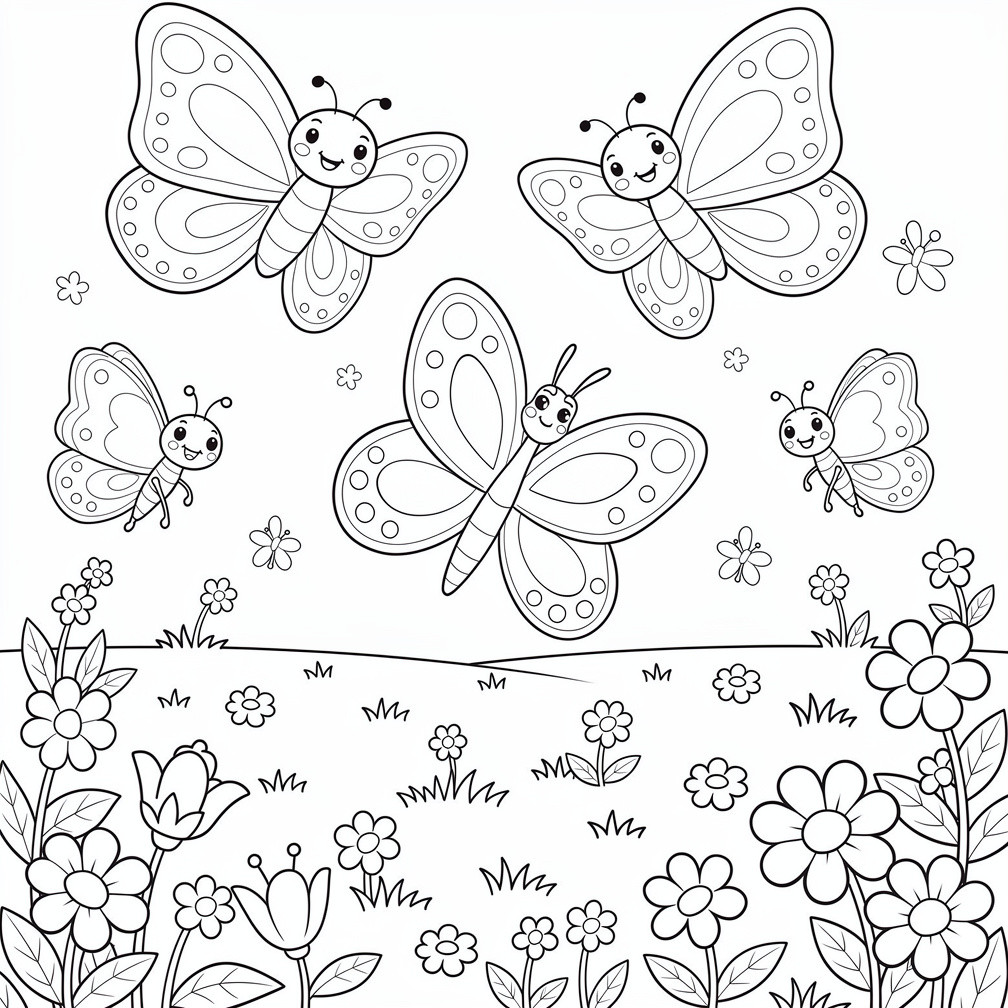 Tavaszi pillangók a virágos mezőn