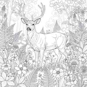 Tavaszi színező felnőtteknek – részletgazdag erdei szarvas