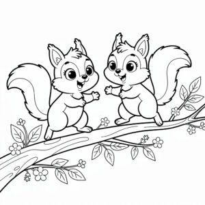 Vidám mókusok az ébredő erdőben