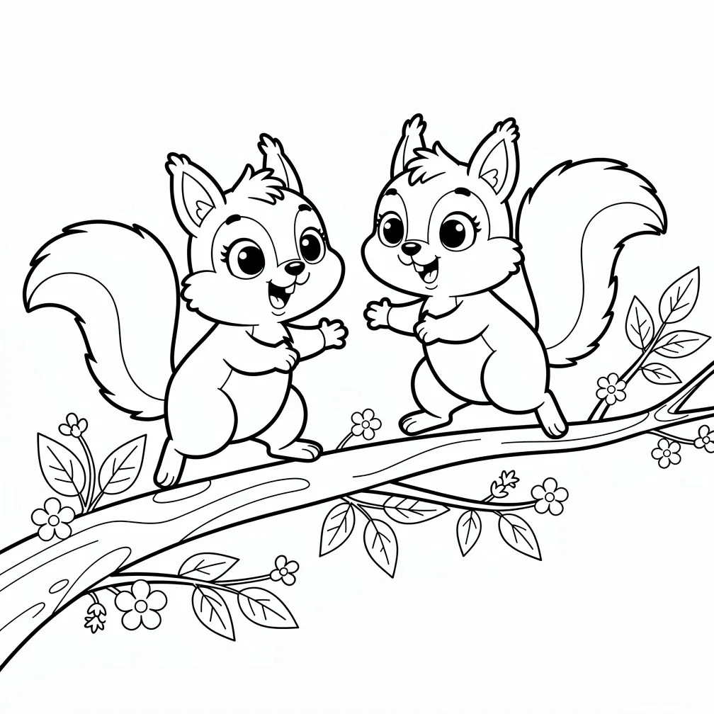 Vidám mókusok az ébredő erdőben