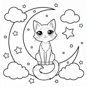 Anime cica színező lányoknak nyomtatható, ami nagyon népszerű a cicás kategória oldalon.
