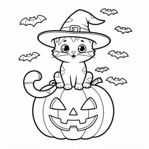 Ijesztően aranyos halloween cica rajz ingyen