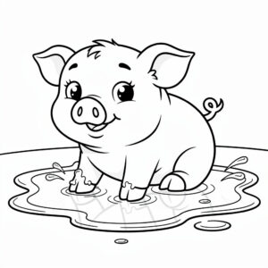 Nyomtatható sárban dagonyázó kismalac színező ovisoknak a malacos kategória legmókásabb vizes lapja.