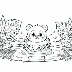Nyomtatható vastag vonalas pandabocs színező