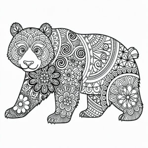 Panda mandala színező részletes nyugtató mintákkal
