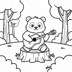Rajzfilmes panda színezőlap könnyű vonalakkal