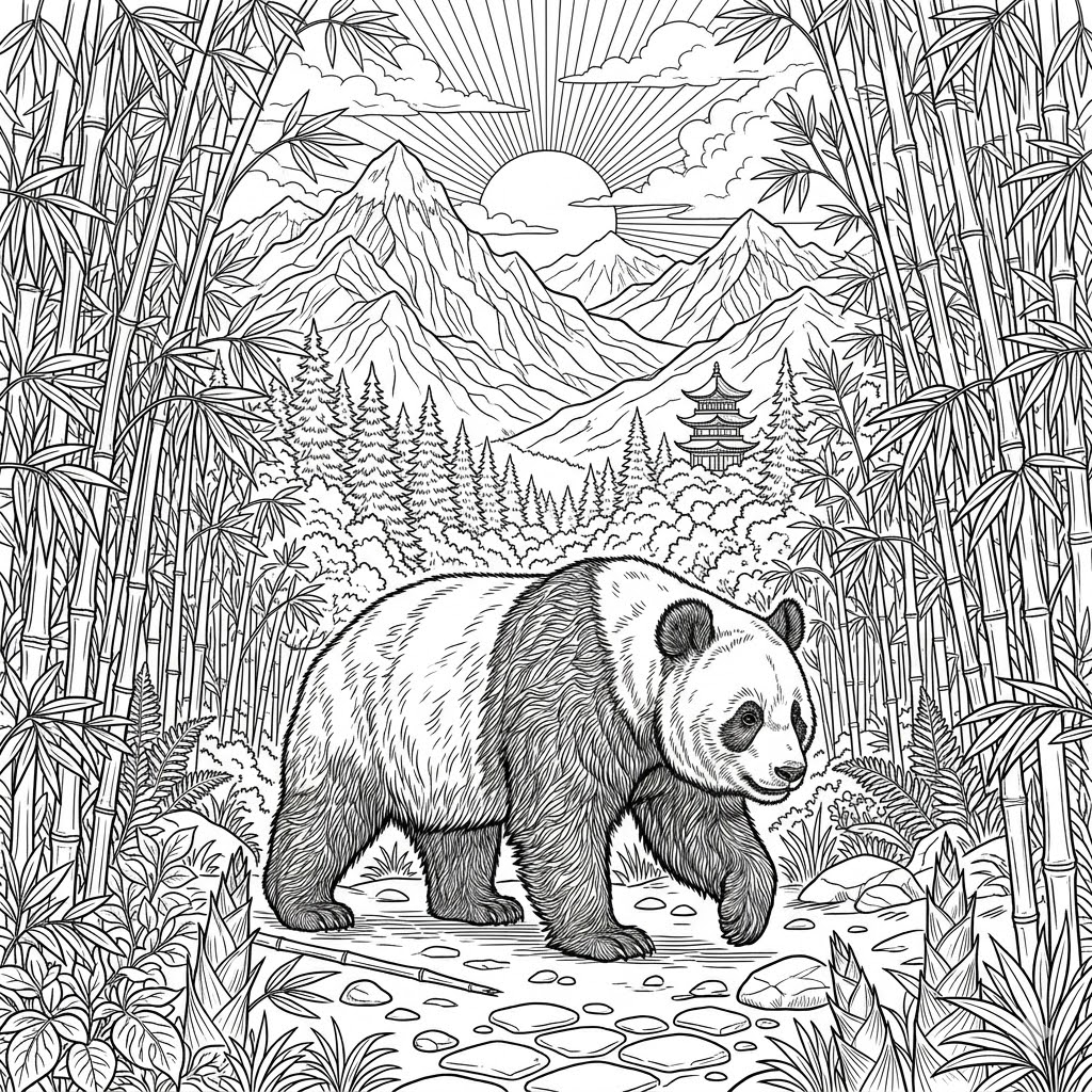 Realisztikus panda színező felnőtteknek és nagyobbaknak