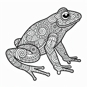 Részletes béka mandala színező kreatív felnőtteknek