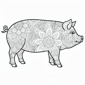 Részletes malac zentangle sablon kreatív felnőtteknek
