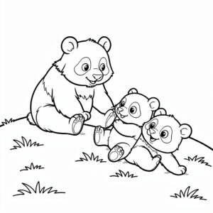 Vicces pandacsalád kifestő játékos bocsokkal